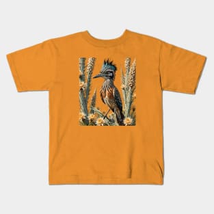 Greater Roadrunner Surrounded By Yucca flower New Mexico State 1 Kids T-Shirt